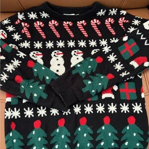H&M Black Christmas Sweater with Festive Patterns